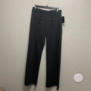 Soho Apparel Black Button-Accent Pants
